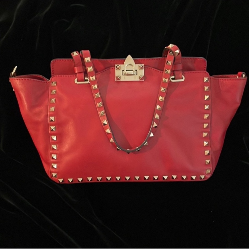 Red Studded Tote Bag